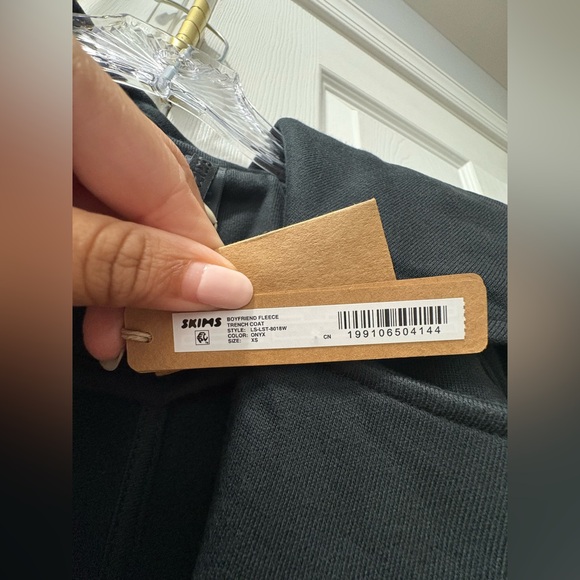 SKIMS NWT Boyfriend Fleece Oversized Trench Coat - Onyx Size XS - Picture 7 of 7